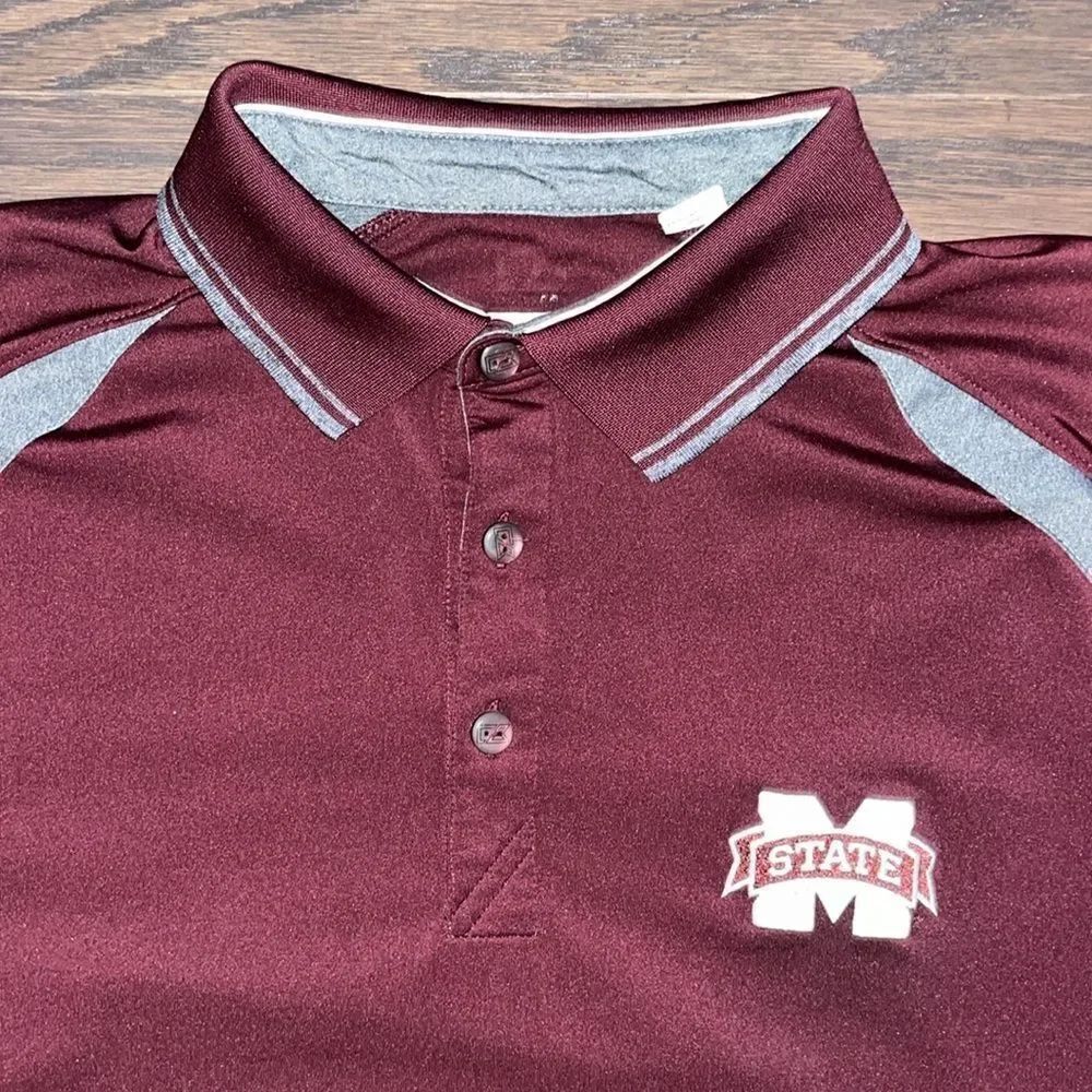 Cutter & Buck 2 tone Mississippi State Bulldogs Polo CBDrytec model Golf shirt L